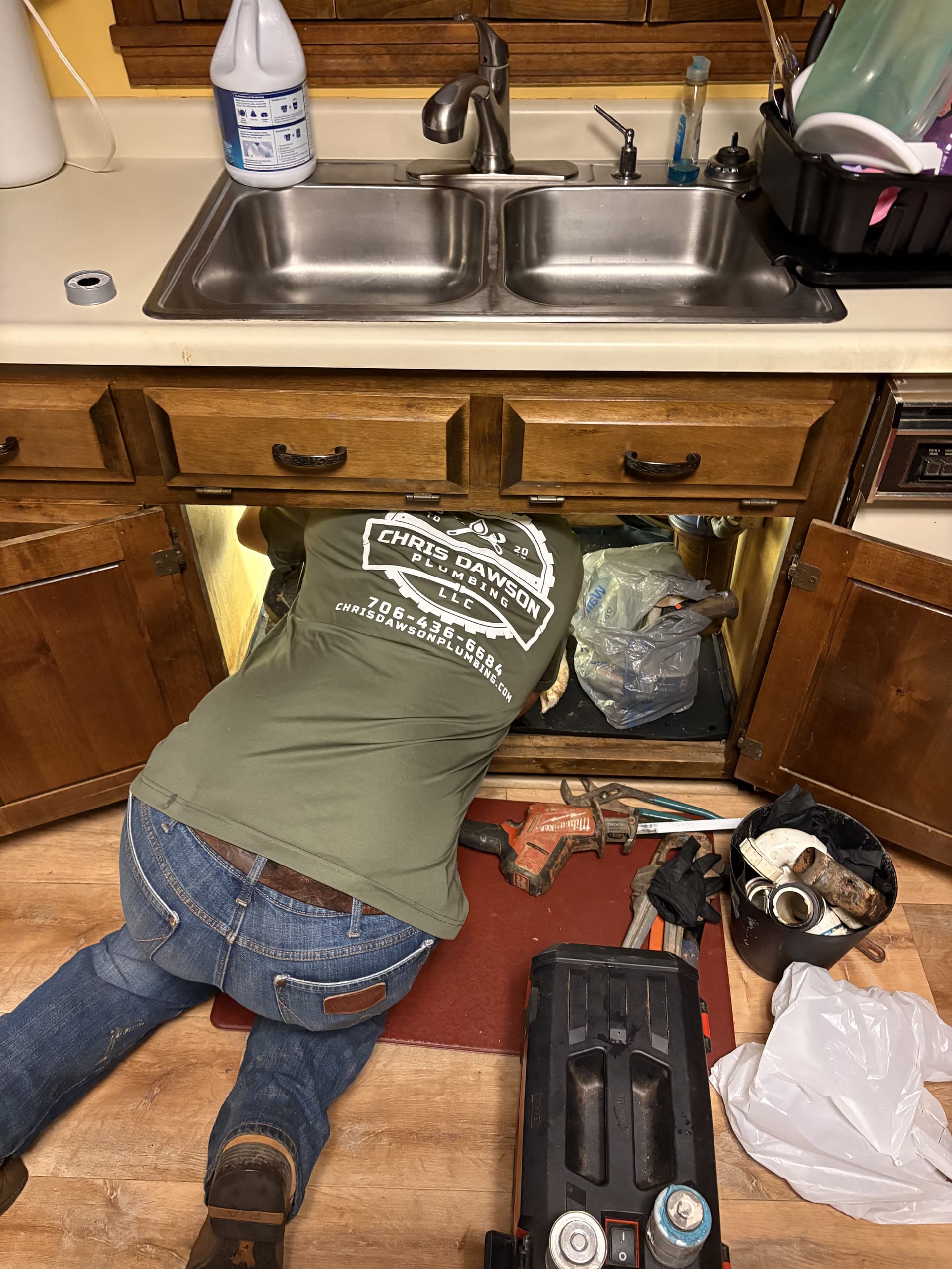 Gallery photos for Rusted Cast Iron Sink Drain Replaced with Clean PVC Piping: Image #1
