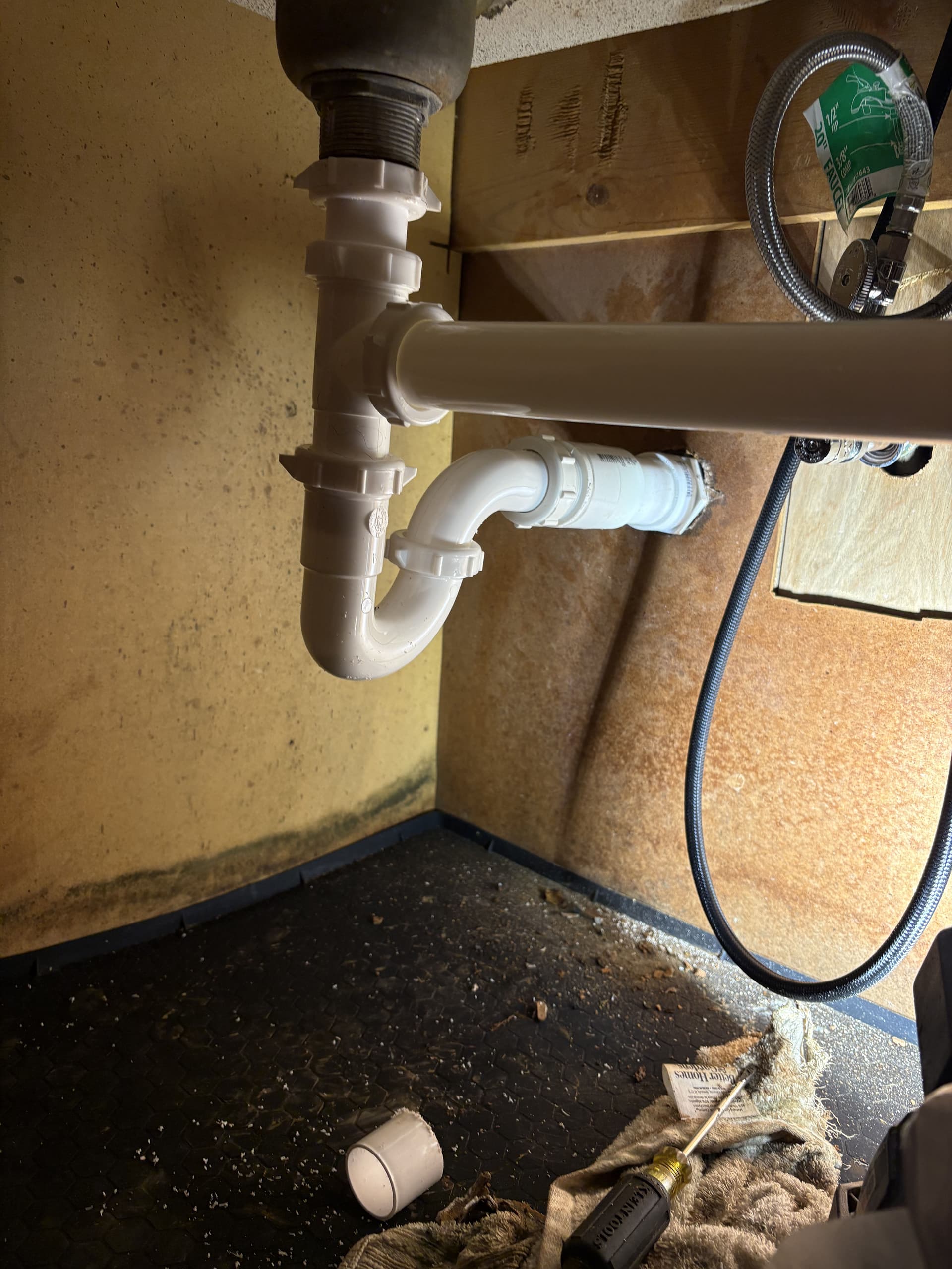 Gallery photos for Rusted Cast Iron Sink Drain Replaced with Clean PVC Piping: Image #2